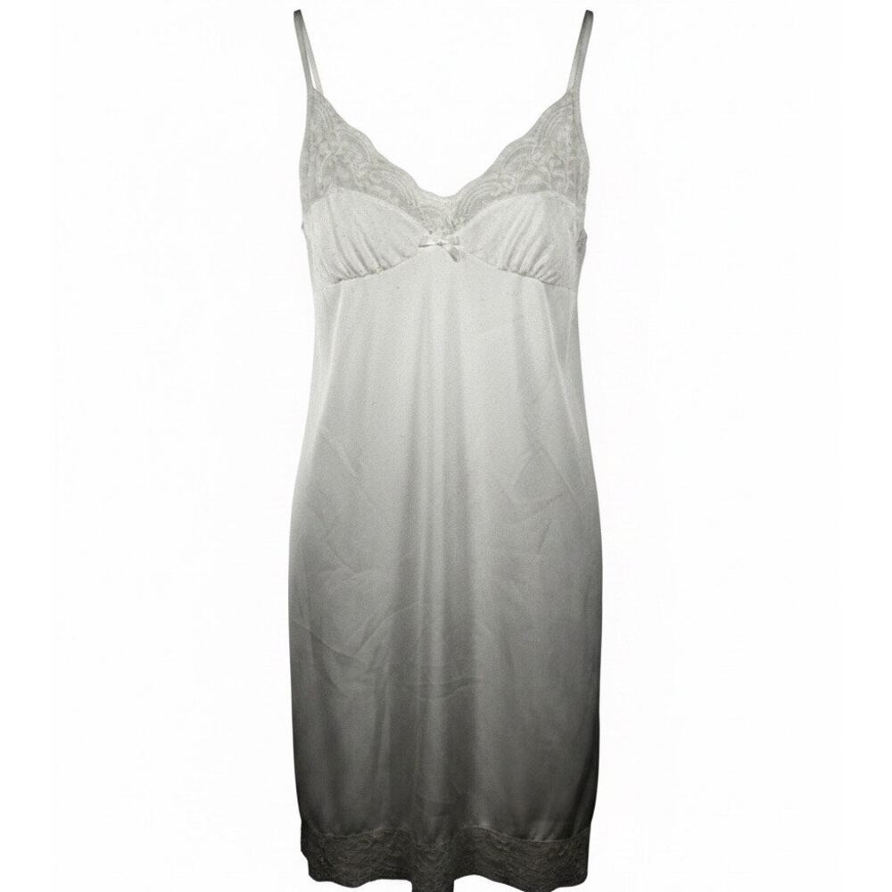 Vintage Belle Poque Lace Trim V-Neck Slip Dress Size: Medium 90s Grunge